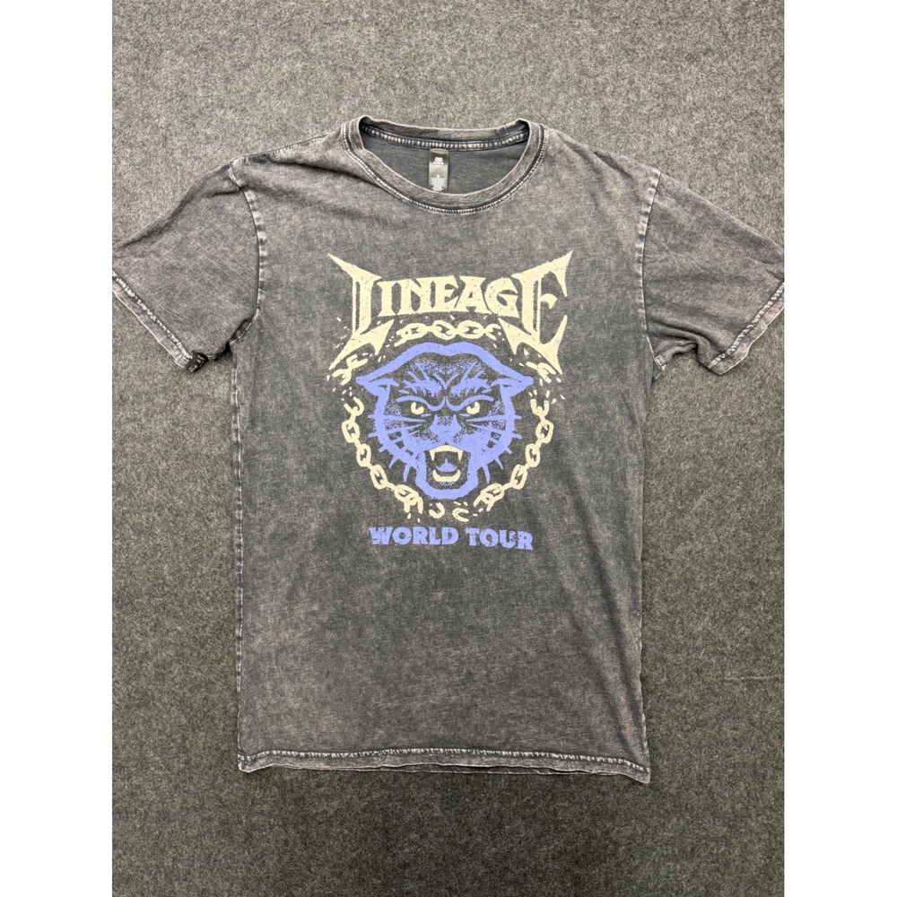 Lineage World Tour 2023 Panther Graphic T-Shirt Charcoal Mineral Wash Small